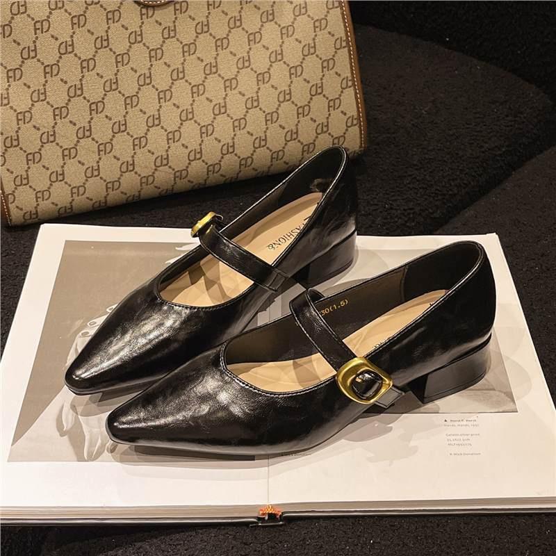 Coarse heel leather single shoes women's 2025 new temperament soft sole comfortable fashion versatile niche design Mary Jane women's shoes