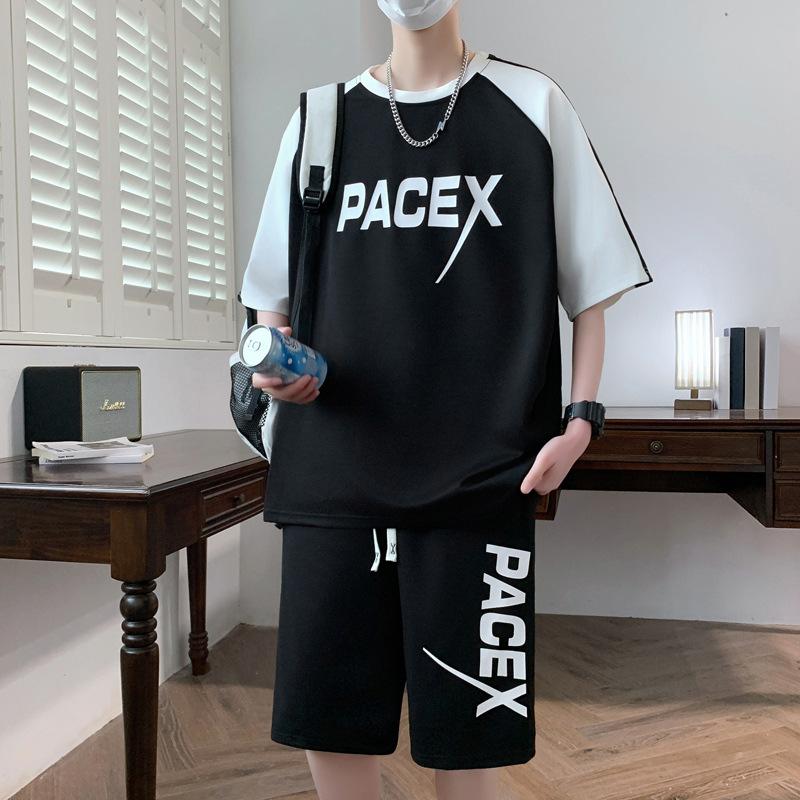 

Повседневный спортивный костюм Футболка с короткими рукавами 4XL чёрный