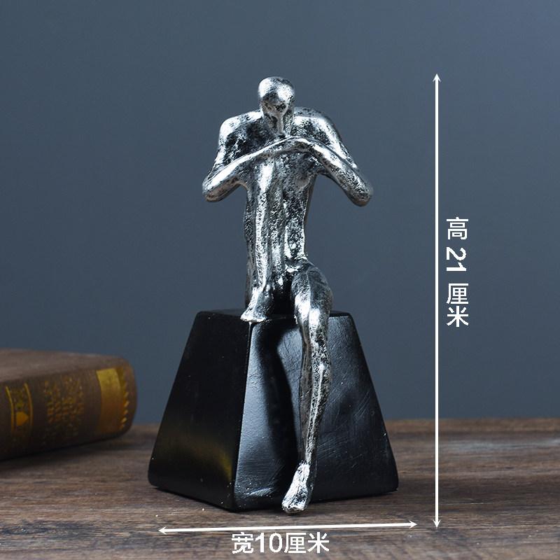 Creatieve Beeldhouwkunst Hars Ambachten Denker Contemplatieve Beeldje Gouden Man Decoratieve Beeldjes Woondecoratie