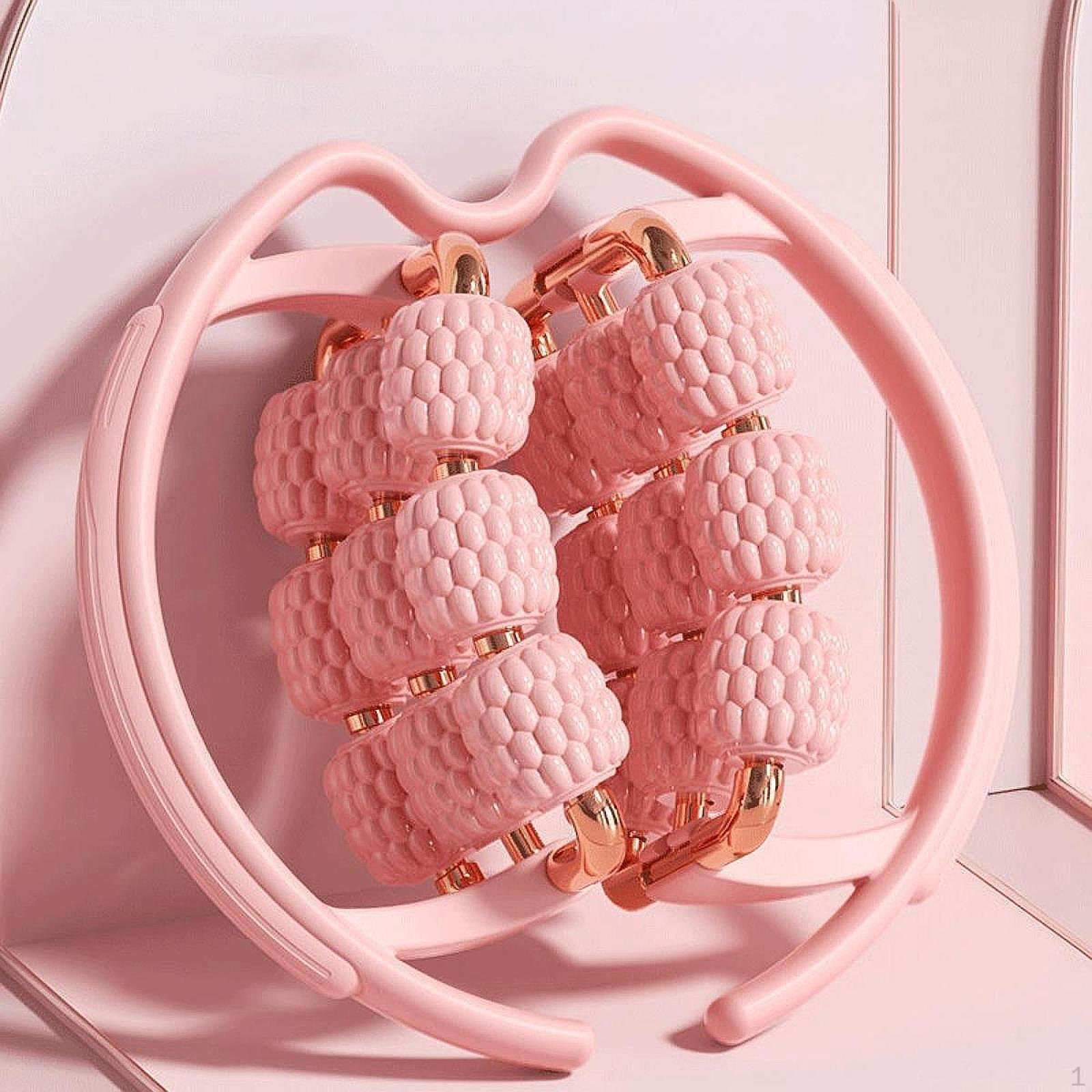 

Массажный роликовый массажер 18 колес для глубоких тканей, колесо для рук и ног для голени розовый