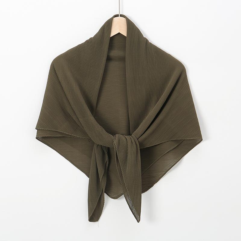 Pleated Square Scarf For Women Muslim Chiffon Hijabs Shawl Solid Crinkle Headscarf Wraps Islamic Turban Headband Bandana Foulard