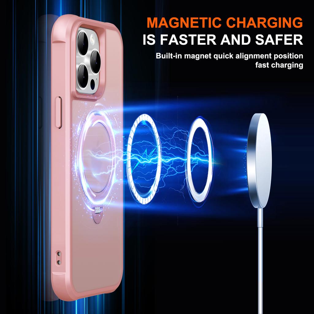 For iPhone 14 Pro Max Case Compatible with MagSafe Kickstand TPU PC Shockproof Phone Back Cover