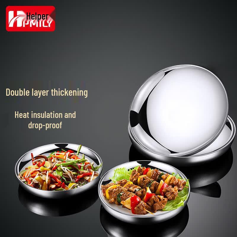 HPMILY 304 Stainless Steel Round Dinner Plate