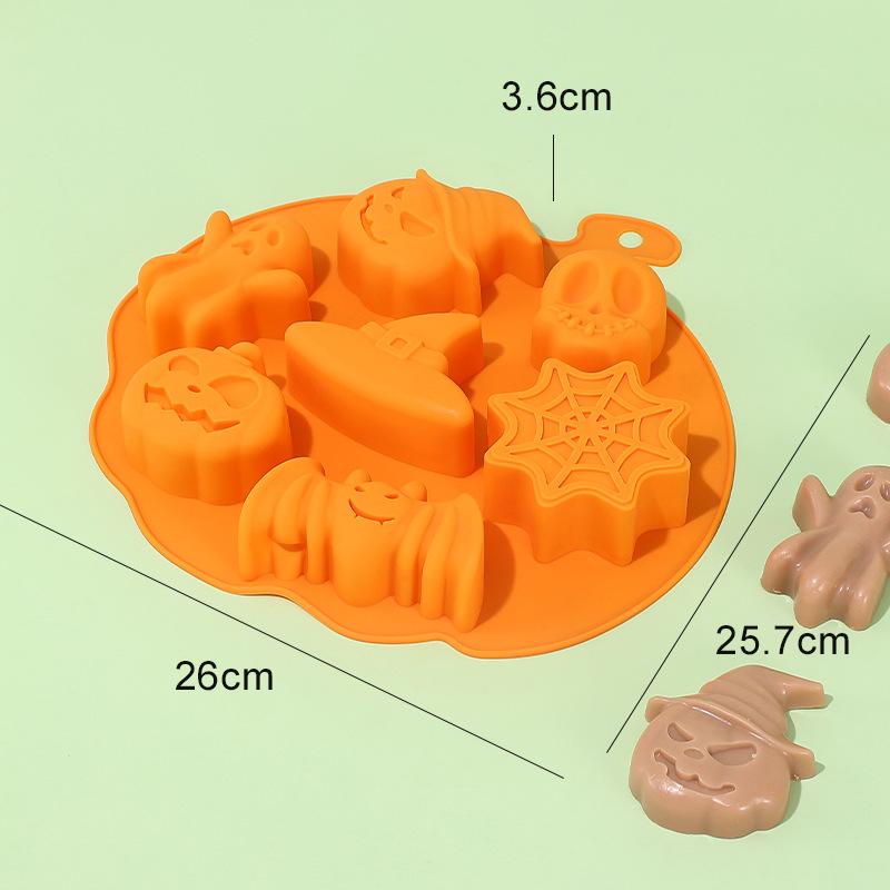 Halloween Scary Pumpkin Silicone Mold Ghost Hat Skull Ice Cube Chocolate Food Baking Tray Mold Cookie Biscuit Cake Baking Mold