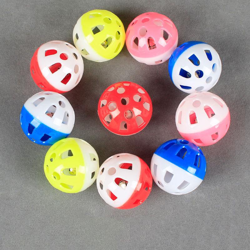 Cat Toy Ball Sounding Bell Interactive Cat Toy Multi-color Plastic Hollow Toy Ball Pet suppliesPack of 3 Balls