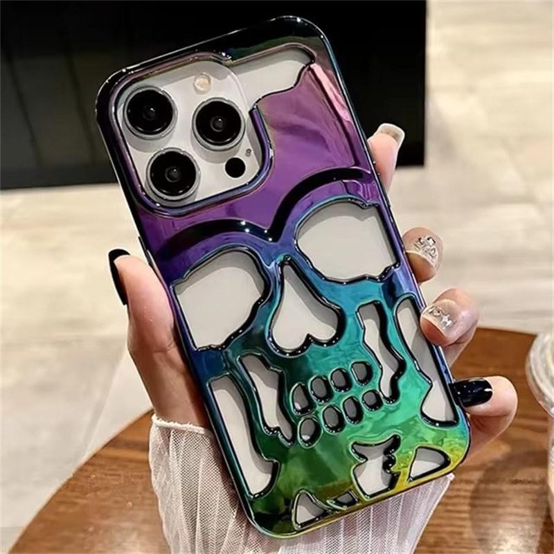 

Чехол для телефона с 3D-черепом Ghostface для iPhone 14 15 16 ProMax 11 12 13 Pro Max 16 Plus Samsung S24 S23 Ultra, модный полый чехол с покрытием для рассеивания тепла iPhone 16 Pro Max