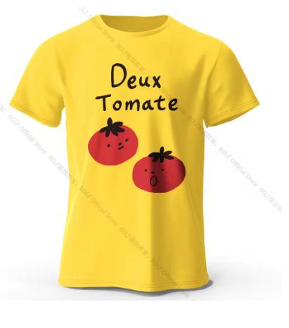 Hand-painted tomato print shirt Soft and breathable round neck short-sleeved T-shirt, unisex artistic and fun XXS