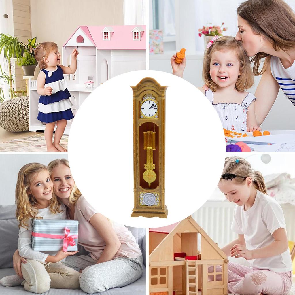 Miniature Grandfather Clock 1:12 Scale Victorian Dollhouse Furniture Realistic Model For Adults Collectors Teens Miniature Room