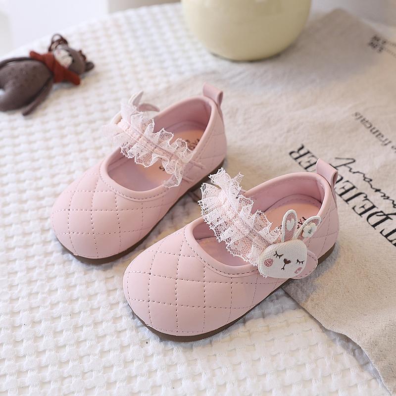 

Cute Girls Shoes with Rabbit Cartoon Lace Kids Leather Shoes Toddlers Little Child Casual Flats All Match 21-30 Spring Autumn 24