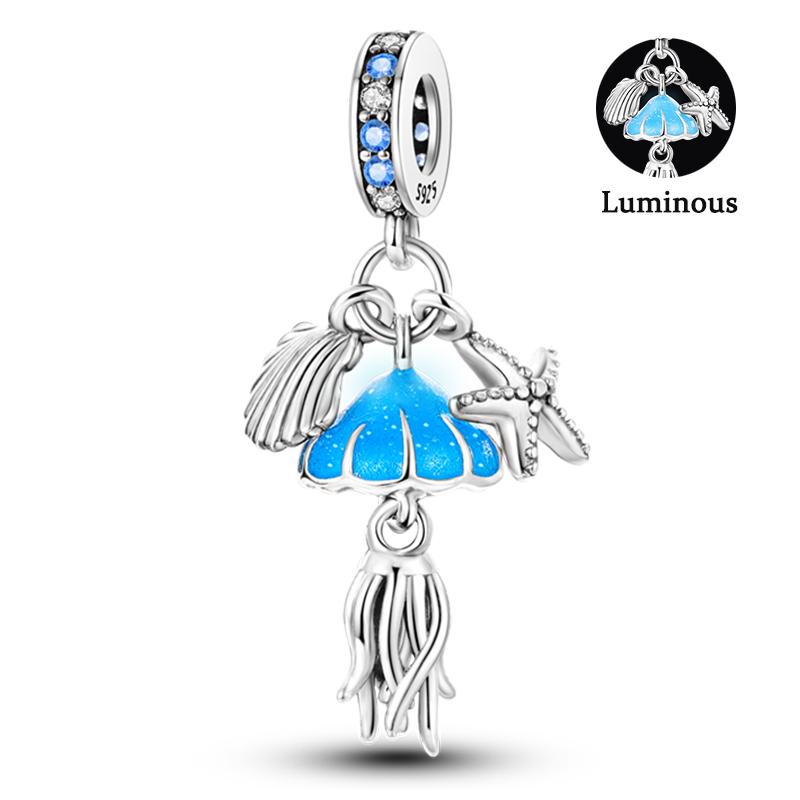 Charm Bead Components Compatible With Pan Copper Metal Firefly Ocean Star Butterfly Glowing Changing Color Trendy Authentic Original Bracelets Do It