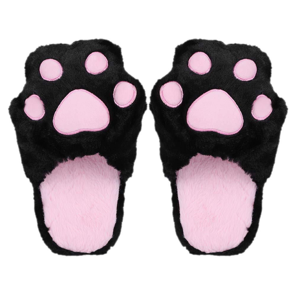 ITODA Cat Paw Warm Cotton Slippers for Cute and Perfect for Indoor Slippers, Women, Fall/Winter, Fluffy, Non-Slip, Washable, Animal-themed Slippers,