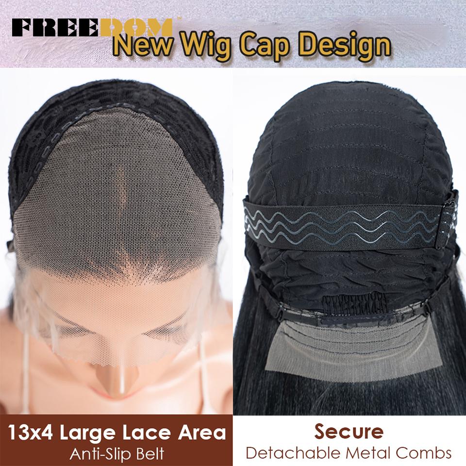 FREEDOM 13X4 Synthetic Lace Front Wigs For Women 38 Inch Soft Long Straight Free Part Lace Frontal Wig Natural Pre Plucked Wigs