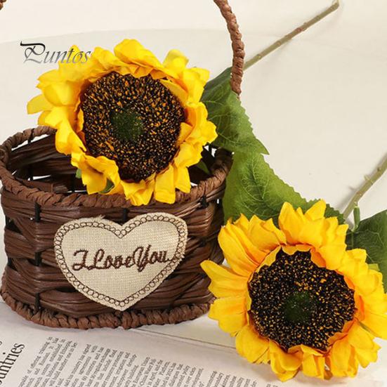 UV Resistant Artificial Flowers Sunflower with Leaves Long Stem Fake Silk Large for Protected For Outdoors Home Hotel DIY Craft Wedding Party