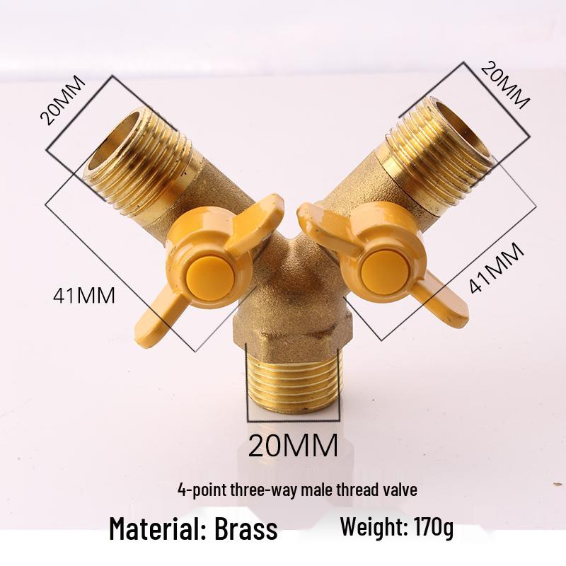 Thickened Double Male Thread Gas Valve for Natural Gas, 4-Point