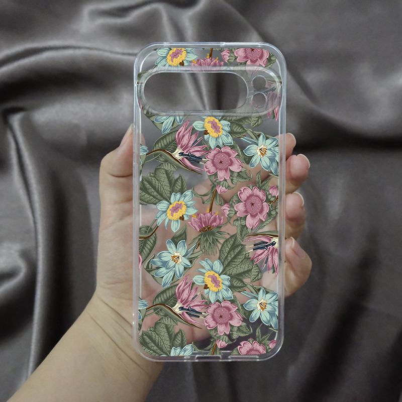 Fashion Flowers Retro Rose Phone Case for Google Pixel 9 Pro XL 8 7 6 Pro Pixel 8A 7A 6A XL 5G Peony Vintage Soft TPU Cover