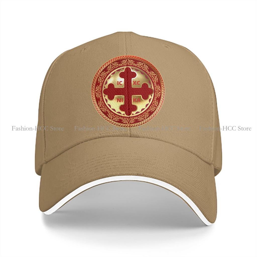 Cross Multicolor Hat Peaked Cap Greek Orthodox Red Gold Ornate ICXC NIKA Personalized Visor Protection Hats