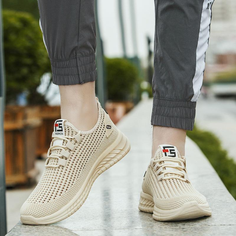 New Spring and Summer Breathable Comfortable Mesh Shoes Lace-up Thick-soled Casual Shoes for Men's Fashionable and Versatile Sports Shoes