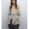 MD Spring New Women's Clothing French Style Semi See-through Light and Elegant Snake Pattern Scarf Collar Long Sleeves Shirt 5113882