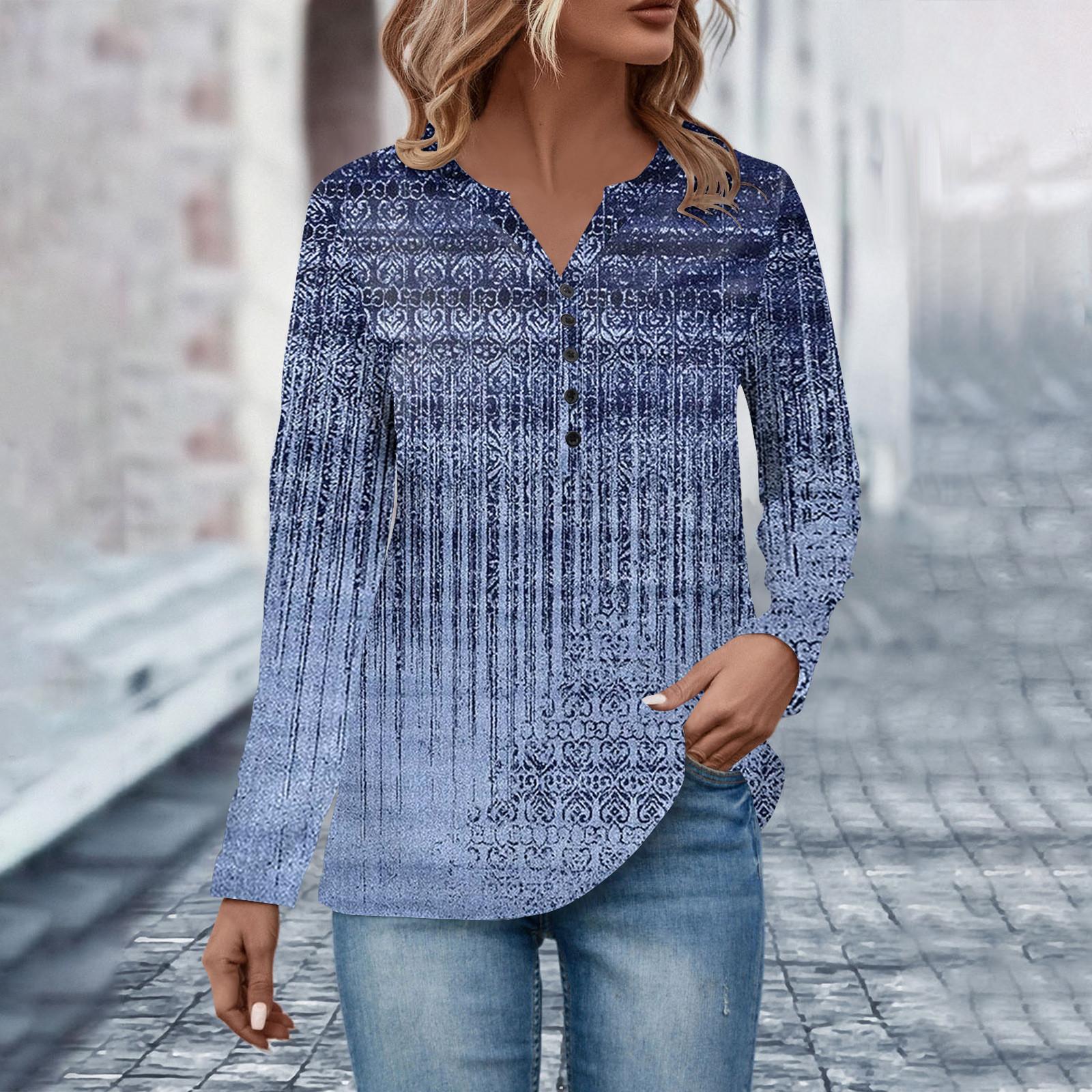 Women s V Neck Button Long Sleeve Pleated T-Shirt Fashion Tops Tunic Button Up Women s Business Cotton Casual Shirt Tops S
