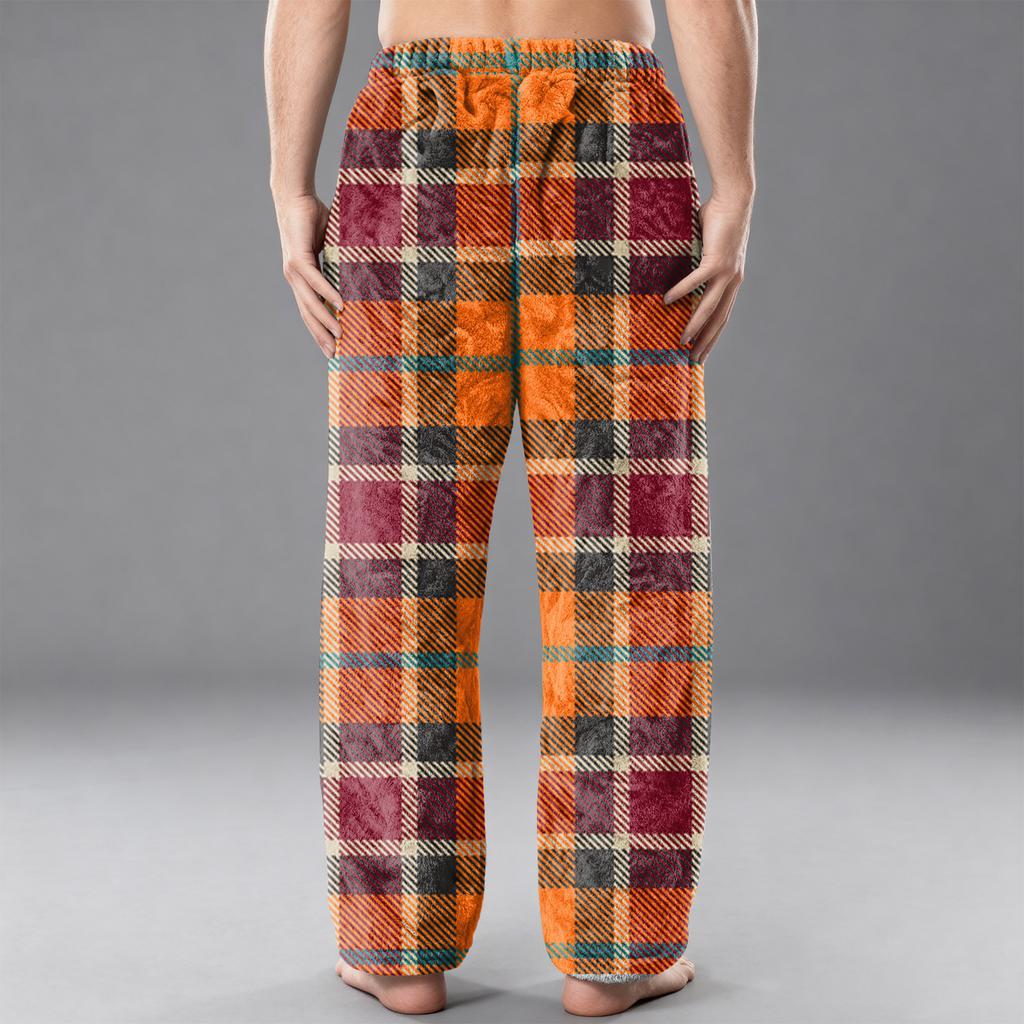 Herren Flanell Taschen Freizeithose, Bedruckte Taschen Freizeithose, Schlafhose für Zuhause