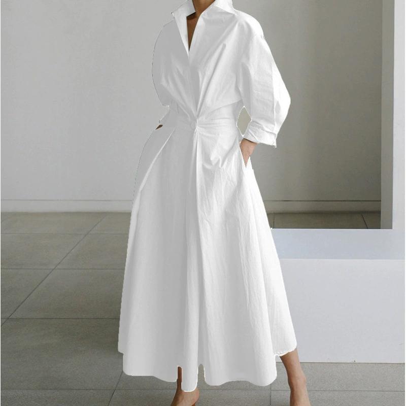 Elastic High-waisted Slimming Temperament Preppy Cardigan Dress