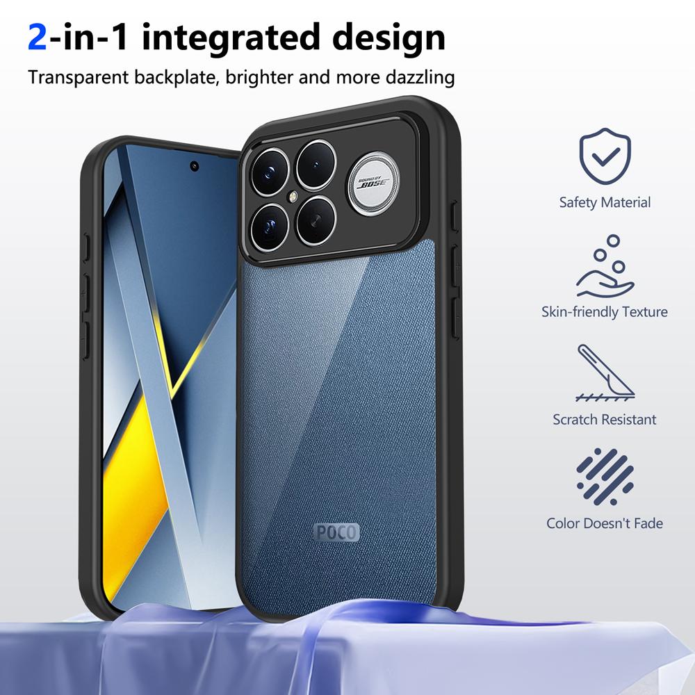 KEYSION Transparent Phone Case for Xiaomi POCO F8 Ultra Soft Silicone+PC Clear Shockproof Phone Back Cover for POCO F8 Pro