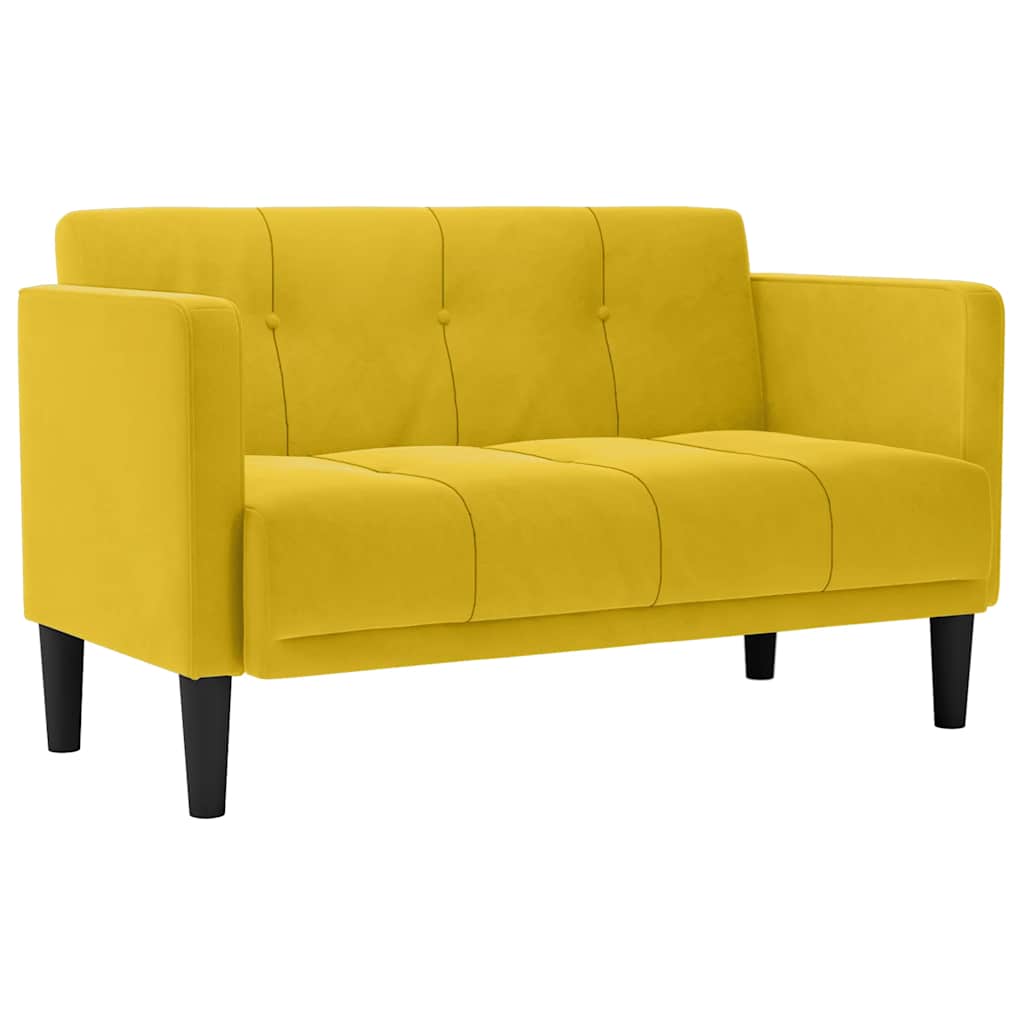 Two Seater Sofa Yellow 111 Cm Velvet