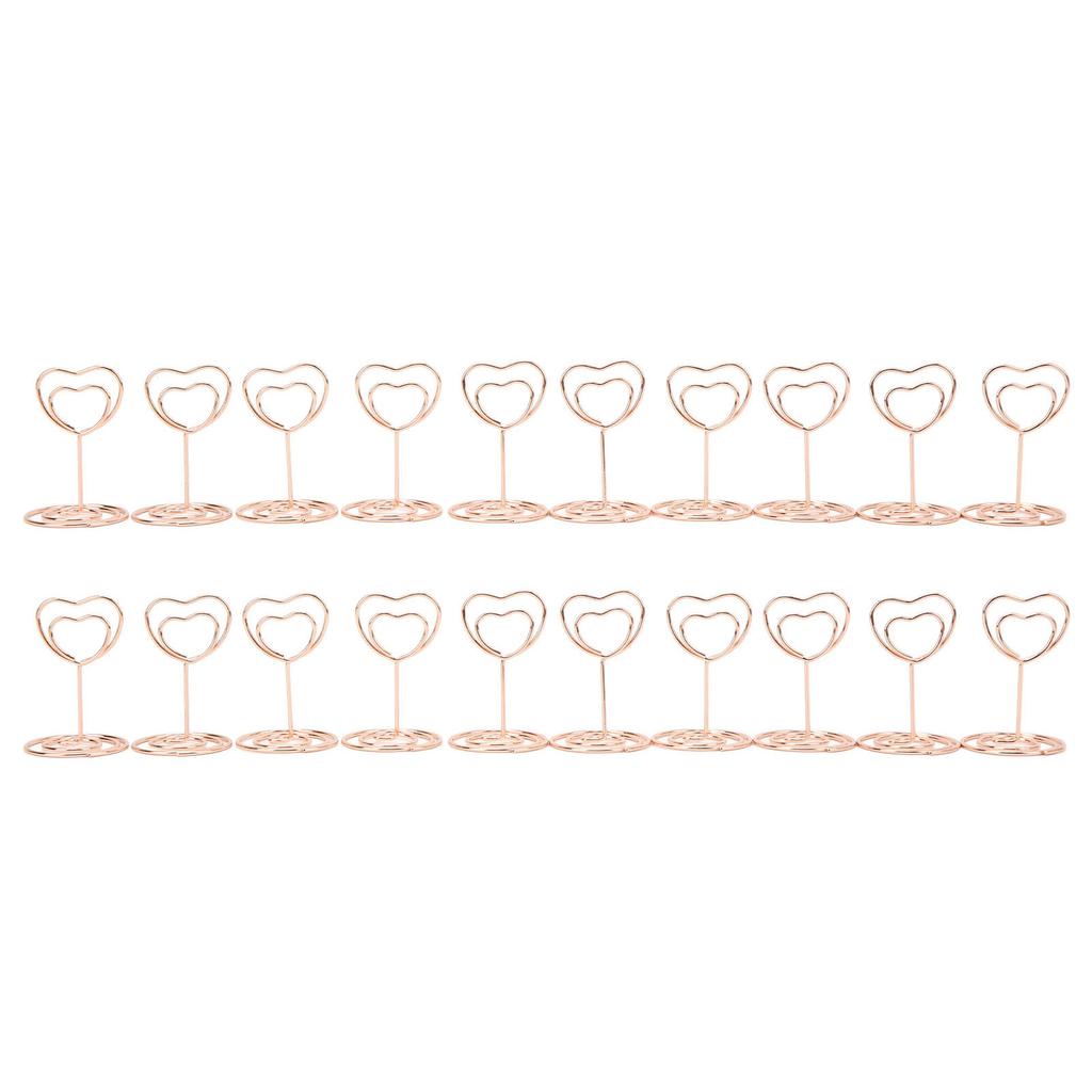 20Pcs Table Number Holder Heart Shaped Stable Sturdy Metal Widely Used Place Card Holder for Home School