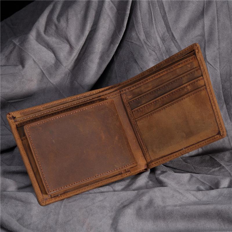 Men's Crazy Horse Leather Wallet, Genuine Leather Head Layer Leather Wallet, Card Bag