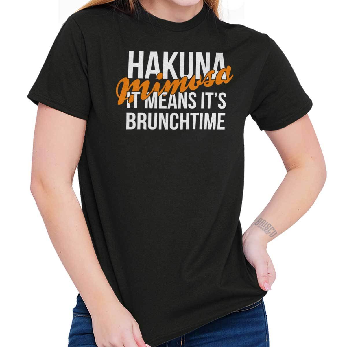 Funny Hakuna Mimosa Means Its Brunchtime Womens Graphic Crewneck T Shirt Tee XL