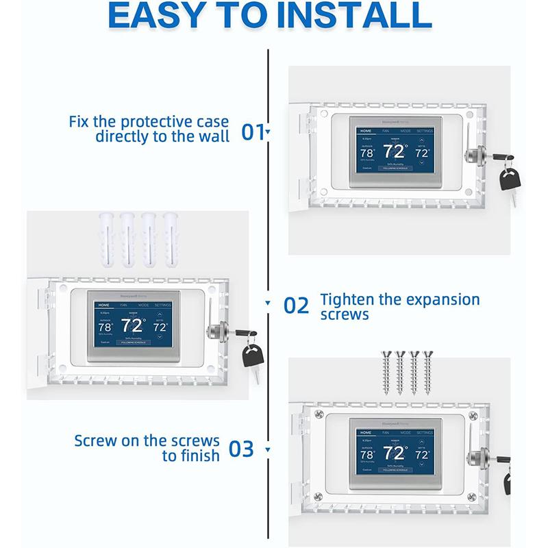 Universal Thermostat Lock Box With Key,Clear Large Thermostat Cover For Thermost