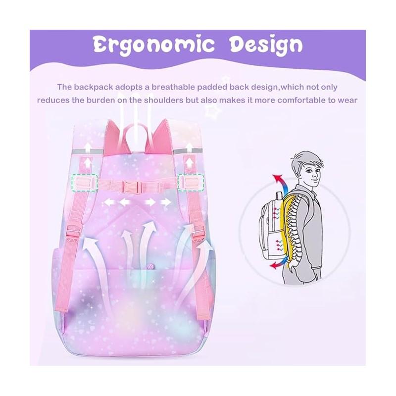 Schulrucksack Regenbogen Mit Schlüsselanhänger Jugendlich Für Mädchen Regenbogen