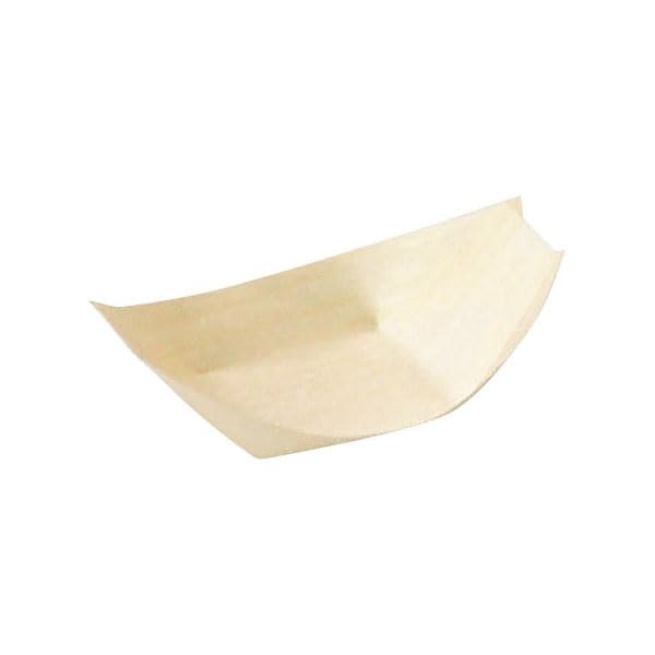 Yamako Small Wooden Plate 60 x 45 x H20mm Boat-Shaped (100 pieces) Small, Shallow, Approx.