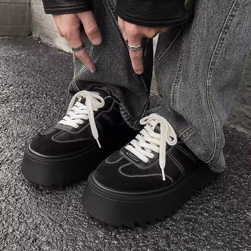 Fashion Men Thick-soled Casual Sports Shoes High-end Matte Big-headed Derby Shoes High Quality Platform British Casual Leather Men Shoes