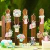 36 Pcs Pastel Spring Ornaments for Tree Wooden Flower Decorations Tulip Truck Watercolor Floral Hanging Decor Wood Spring Decor for Home Small Tree
