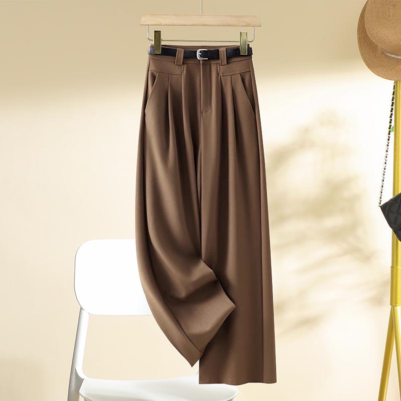 

Женские драпирующиеся стройнящие брюки - Весенняя мода 2025, стиль узких и прямых брюк, повседневный дизайн с прикрытием бедер 26 (Recommended for 85-95 lbs)