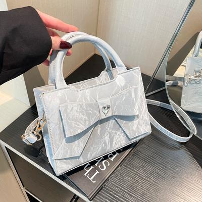 Fashion Bow One Shoulder Handbag Women's Trendy New Trend Crossbody Bag Simple Women's Bag Small Square Bag Women's