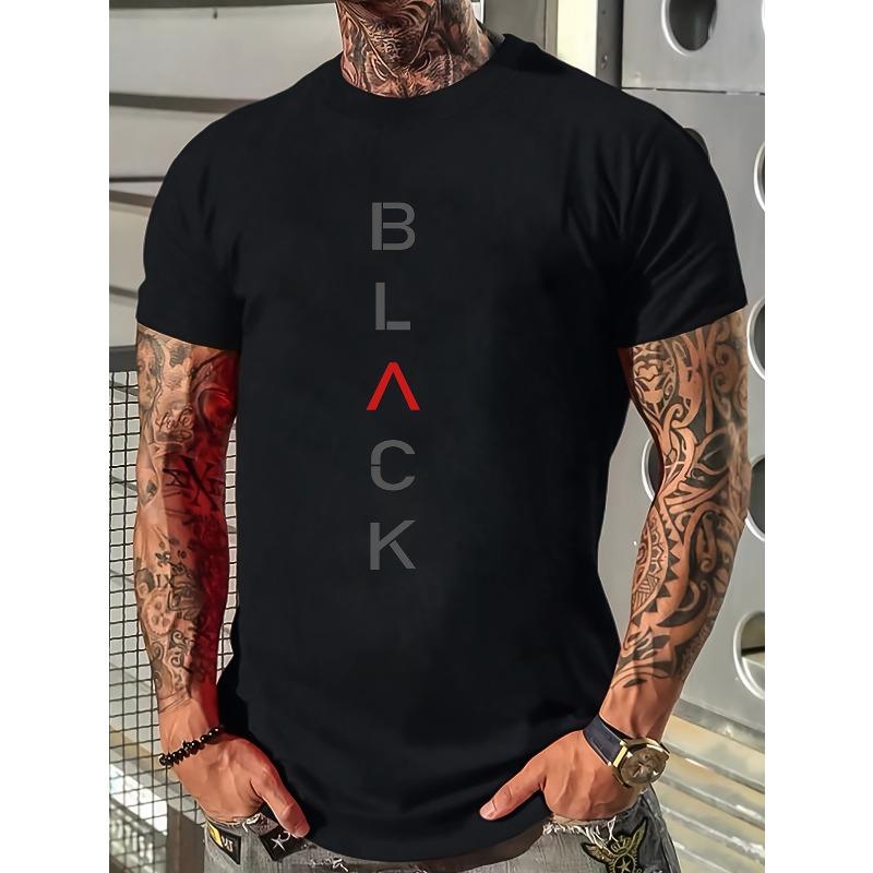 European sizes Summer Short Sleeve Pattern Print T-Shirt Versatile Men s Inner Wear Base Layer Short Sleeve S