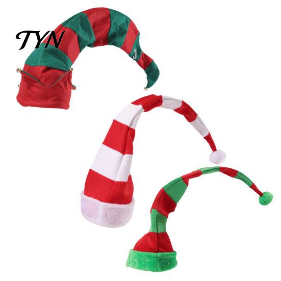 Weicher Stoff Feiertagshut Weihnachten Elfen Spitzhut, Gestreift mit Bommel oder Weihnachtsfeier Dekorative Accessoires Glöckchen, Cosplay für Erwachsene, Kostüm