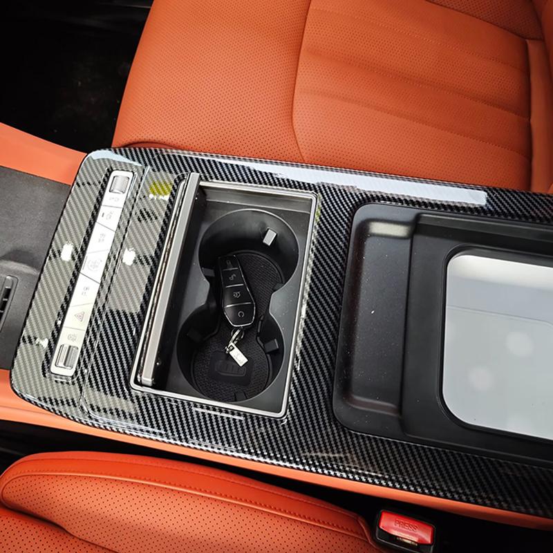 Car Styling Center Console Gear Shift Frame Decoration Cover Trim For BYD Tang 2025 Carbon Fiber Color Interior Accessories