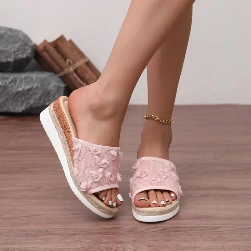 

Fashion Plus Size Ladies Shoes Summer New Women s Open Toe Slippers Outdoor Hot Sale Floral Wedges Sandals Classics Daily Dress Slippers 36