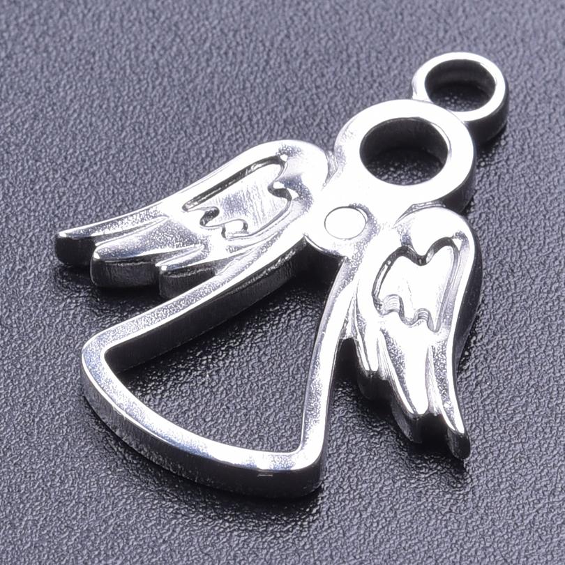 No Fade Silver Color Stainless Steel Angel Charms For Jewelry Making Supplies Handmade Necklace Earrings Pendant DIY Heart Cross