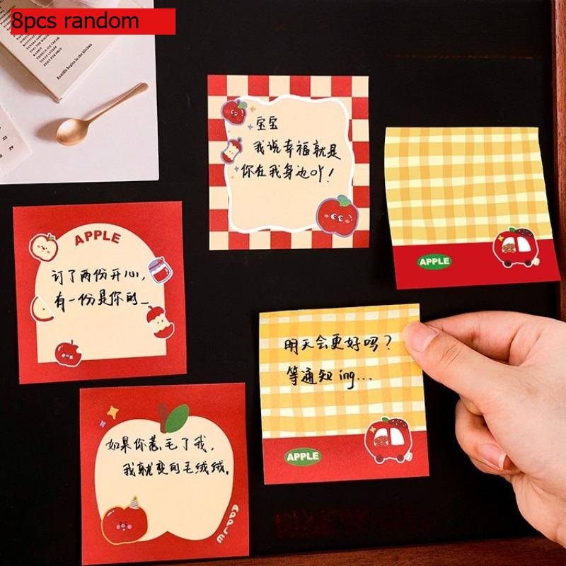 Gift Cute Apple Notes for Students with Good Looking Messages Stickers Cartoon Sticky Memo Pad Kawai Office School Stationery