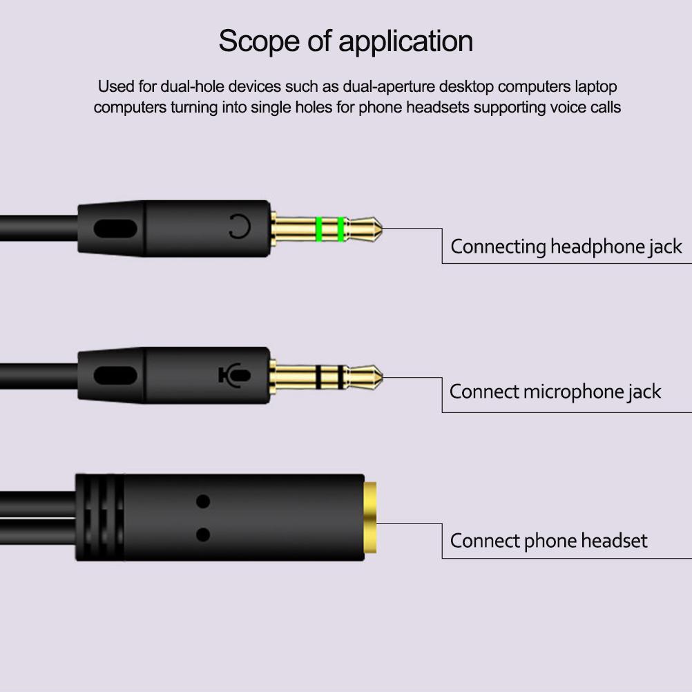 Splitter Headphone for Computer 3.5mm Female to 2 Male Headphone Mic Audio Y Splitter Cable
