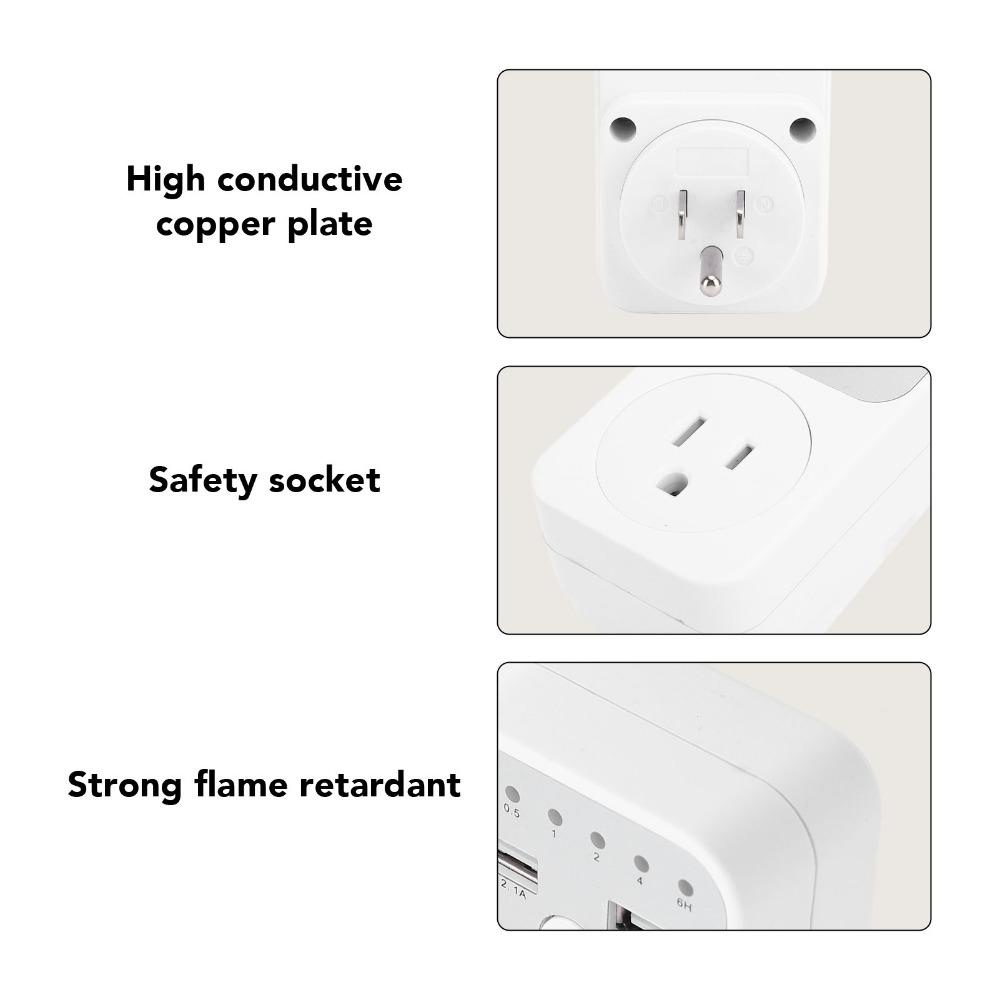 Electronic Dual USB Ports Timer 6H 2 USB Ports Countdown Timer USPlug 1800W Time Controller Switch Home Appliances