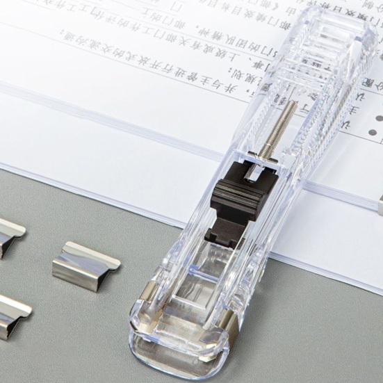 Portable Binder Clip Stapler No Hole Punching Metal Clip Stapler Reusable Office Document Binder Dispenser for Office And Home Use