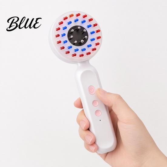 Relaxing Scalp Massage Tool Hair Growth Comb Electric Massager with 650nm Red & Silicone Comb 415nm Blue Light Essence Dispenser for Thinning