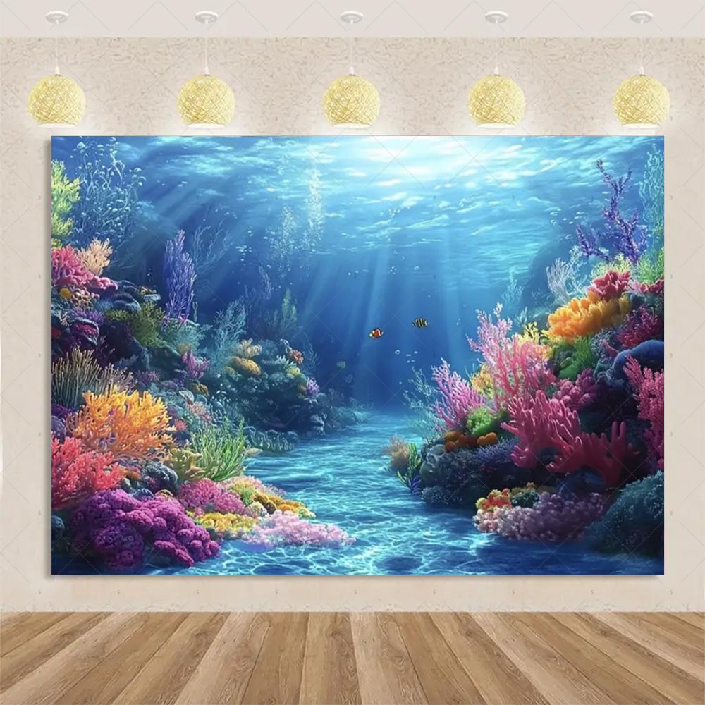 Marine Life Exploration Ocean Theme Series Birthday Party Decoration Background Cloth Gift Underwater Banner Photography Studio