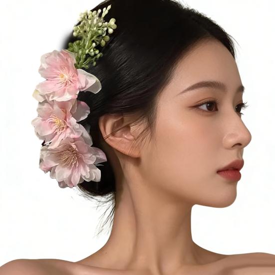 Hairpin 3D Artificial Flower Decor Hair Comb Easy To Wear Broken Hair Fixer Outdoor Travel Hair Stick Hair