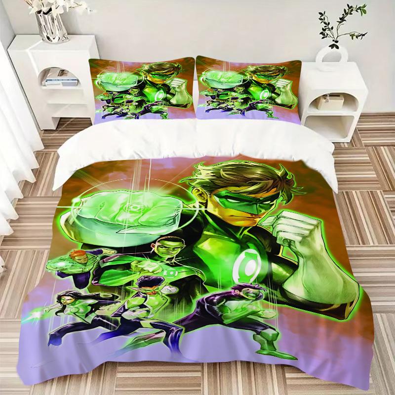 3pcs Green Lantern Corps Cover Set,Soft Comfortable Duvet Cover,Guest Room (1*Duvet Cover + 2*Pillowcases, Without Core) yy251024045